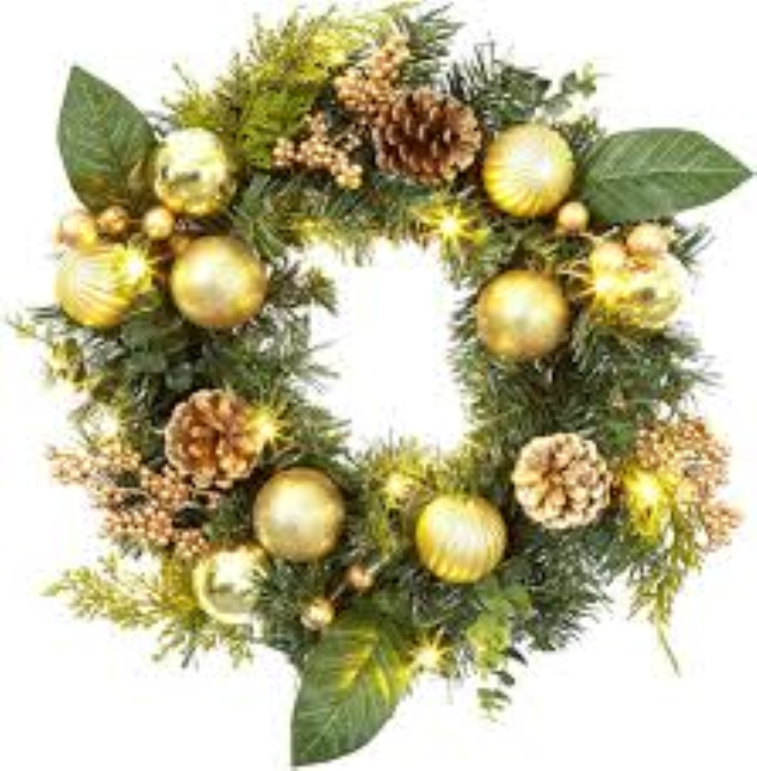 CHRISTMAS WREATH WITH 15 LED LIGHTS WEC1545-15BL 
